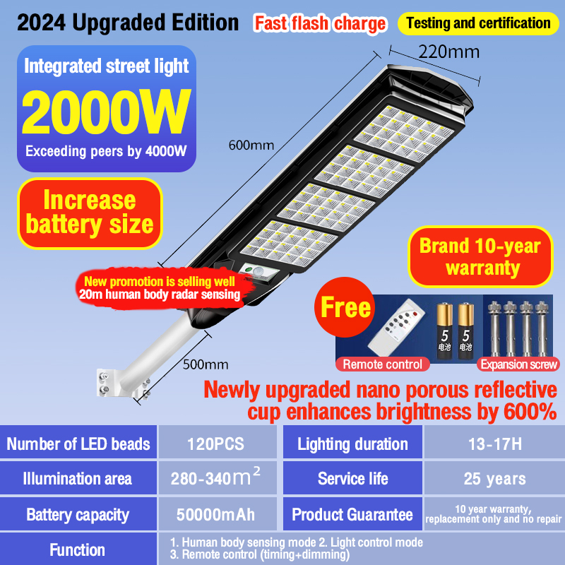 lampu solar light outdoor lighting Waterproof 2500W lampu jalan solar lamp solar street light high-power LED Solar remot