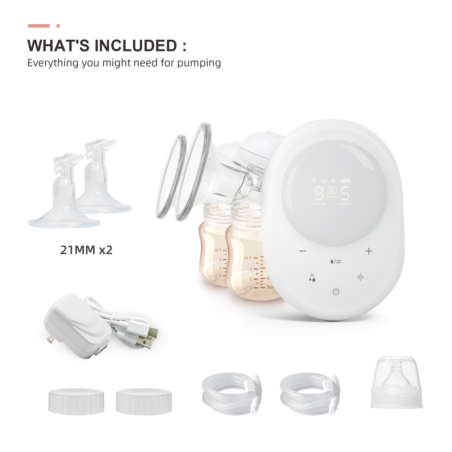 Horigen Wondermore 3D Double Electric Breast Pump Rechargeable Hospital Grade Massage Pumping 2242A