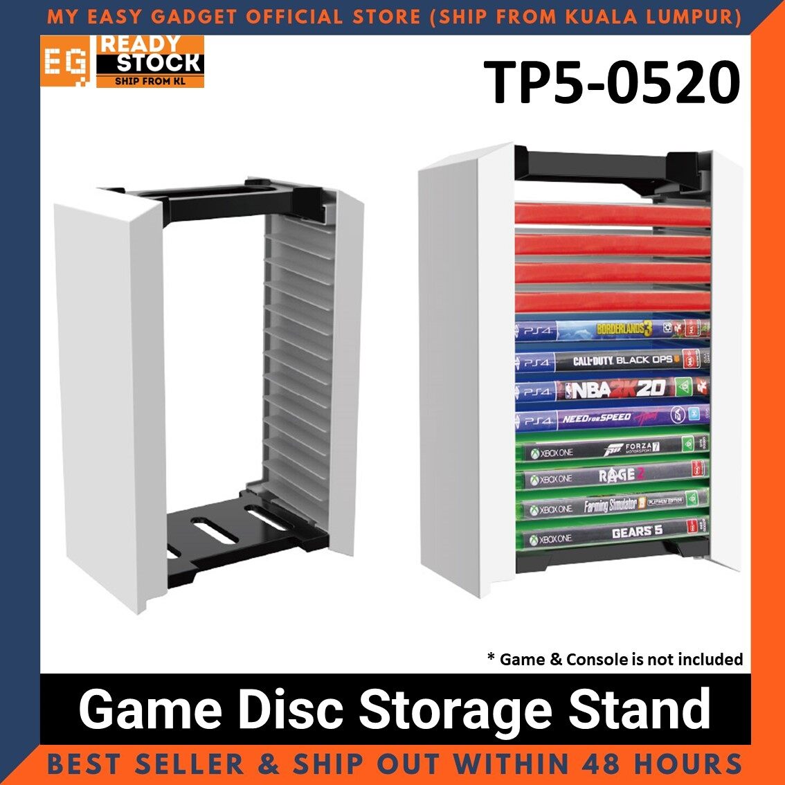 PS4 / PS5 Game Disk Storage Stand for XBOX / Switch / PlayStation Game Disc Up to 12 Games DOBE TP5-0520