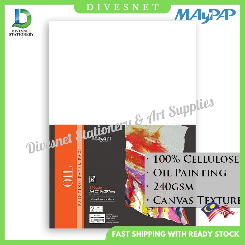 MayArt 10s 240gsm Oil Painting Paper Pack A3 (MA00301) / A4 (MA00302)