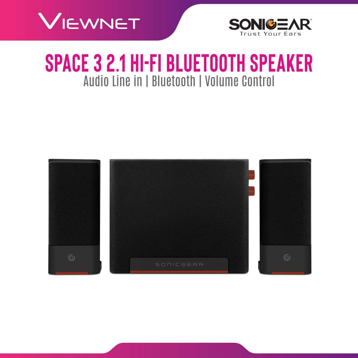 Sonic Gear Space 3 2.1 Hi-Fi Bluetooth Speaker With Pure Rich Sound (Mid Grey) / (Maroon)