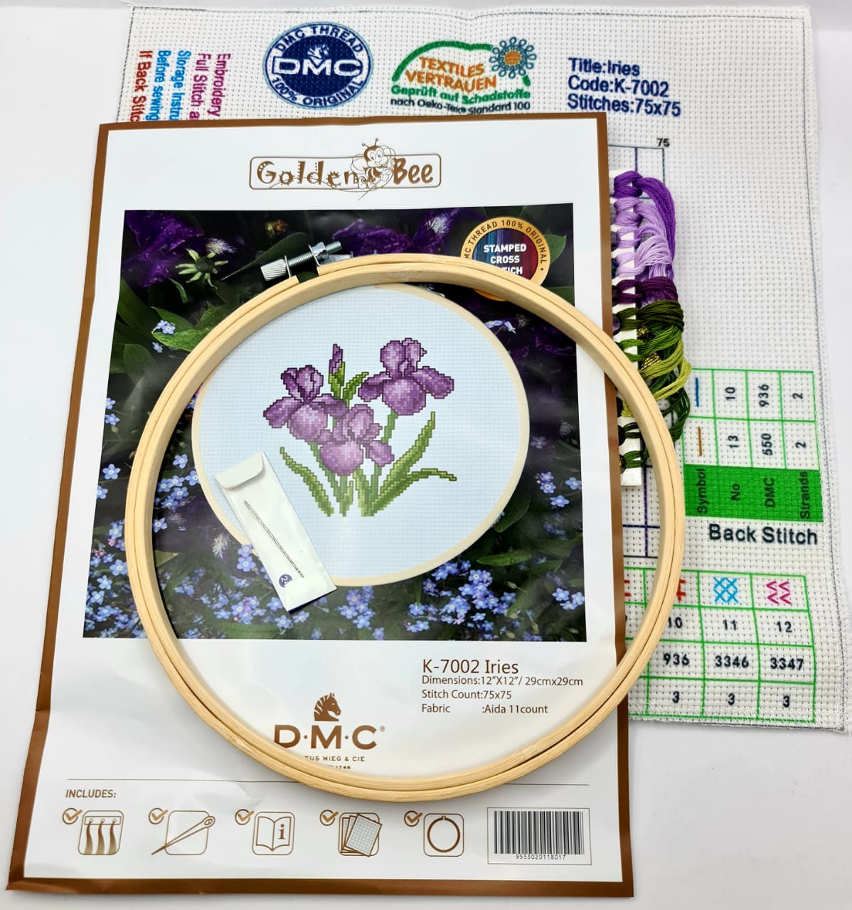 DMC Floral Cross Stitch Kit 11-count Golden Bee