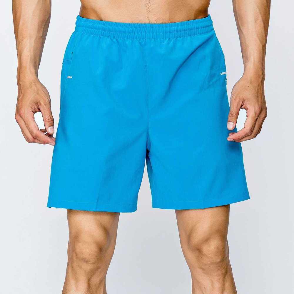 Men Sport Shorts Elastic Waist Zipper Pockets Breathable Quick-dry Basketball Fitness Athletic Loose Casual Shorts (Light Blue)