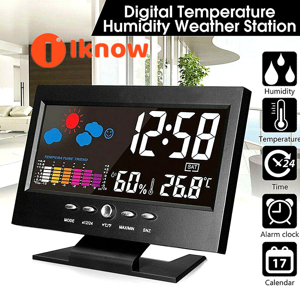Smart Digital Clock Weather Station Display Alarm Calendar Clock Function Thermometer Wireless Temperature Hygrometer
