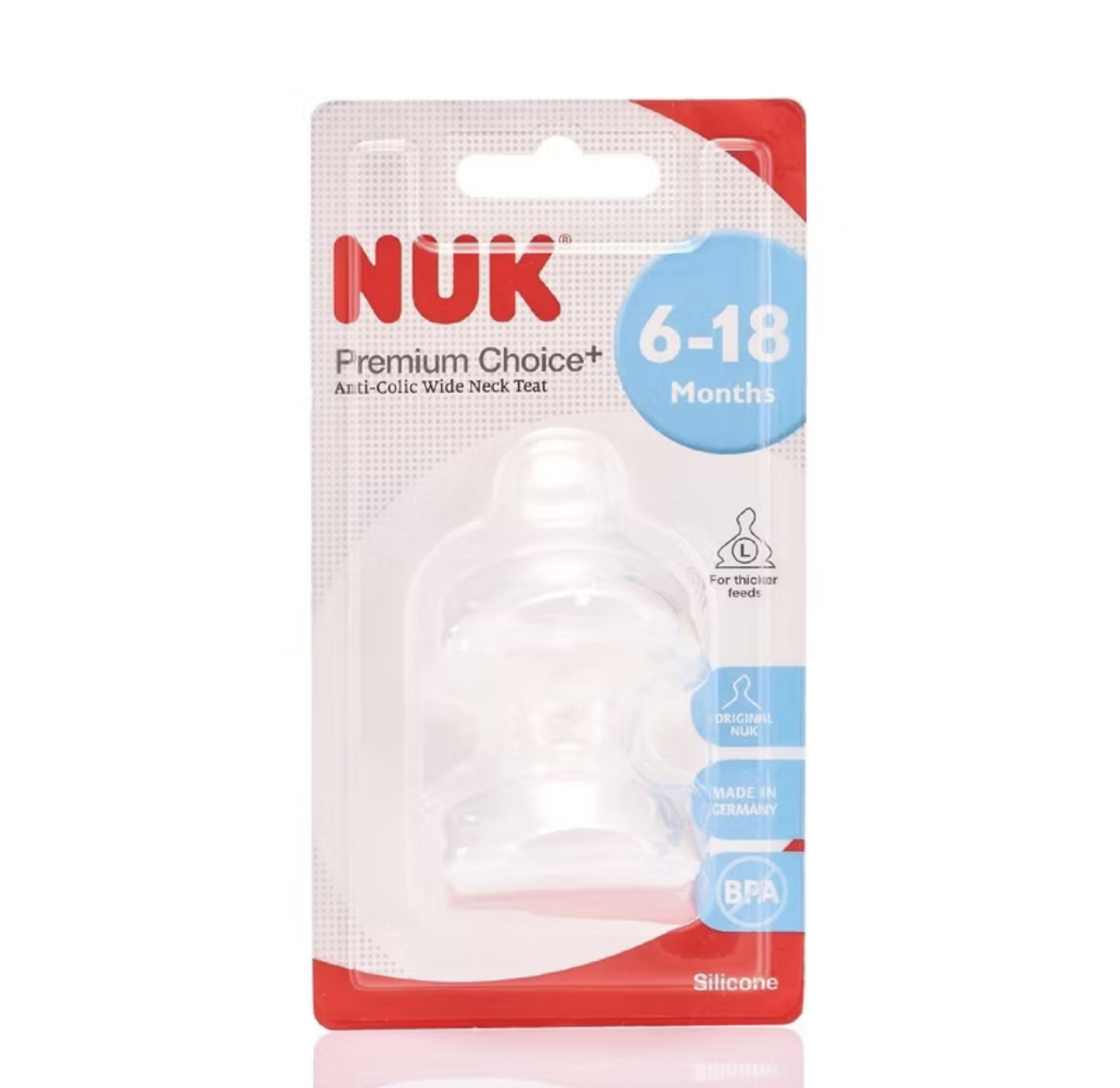 NUK Premium Choice Wide Neck Silicone/ Latex Teat