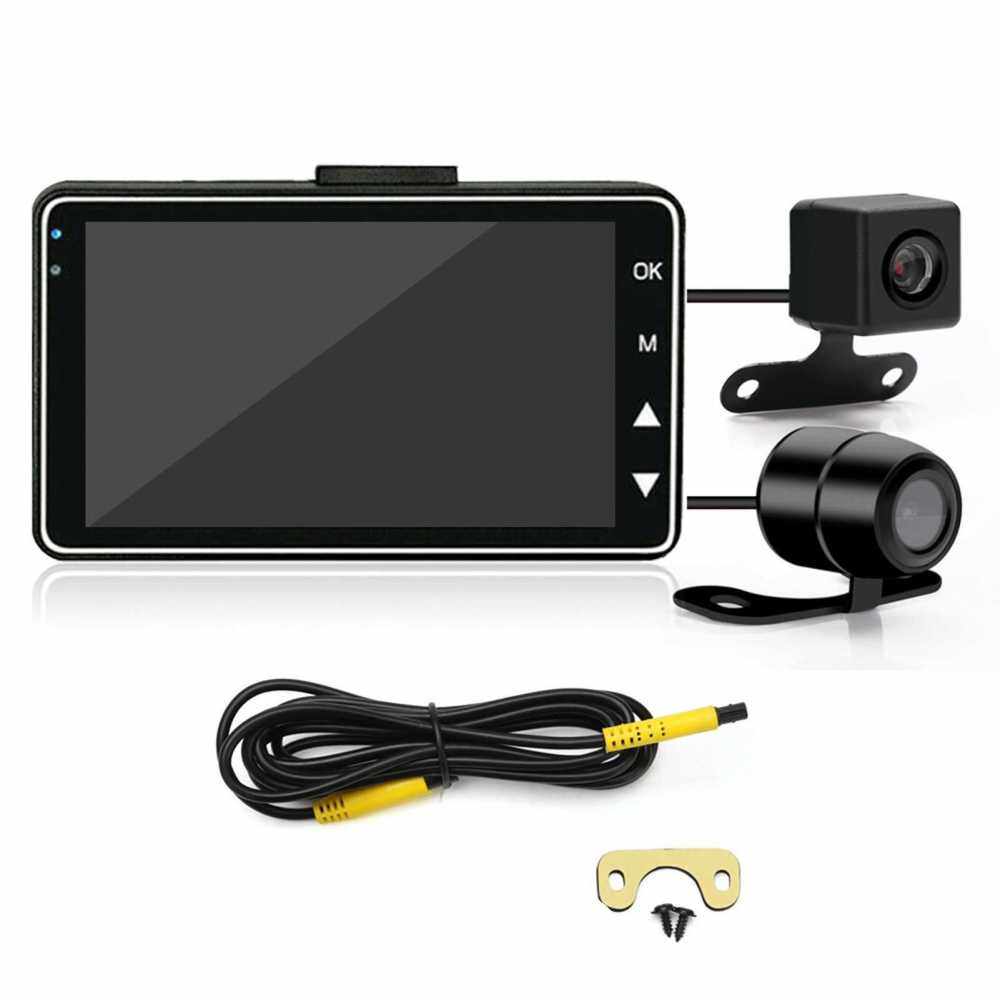 Motorcycle Recording Camera,1080P Dual Wide Angle 120 Degree Angle Waterproof Lens Video Driving Recorder with 4\'\' Touch Screen 32GB Card Loop Recording (Standard)