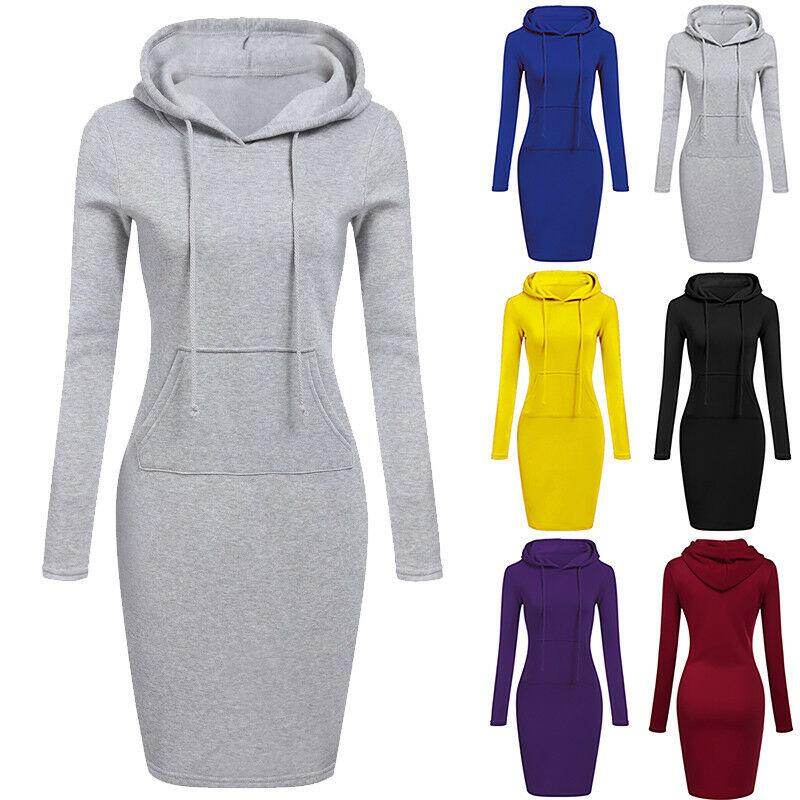 Áo Nỉ Có Mũ Cho Nữ, Áo Len Áo Hoodie Dài Tay, Đầm Chui Đầu Mùa Đông Thường Ngày