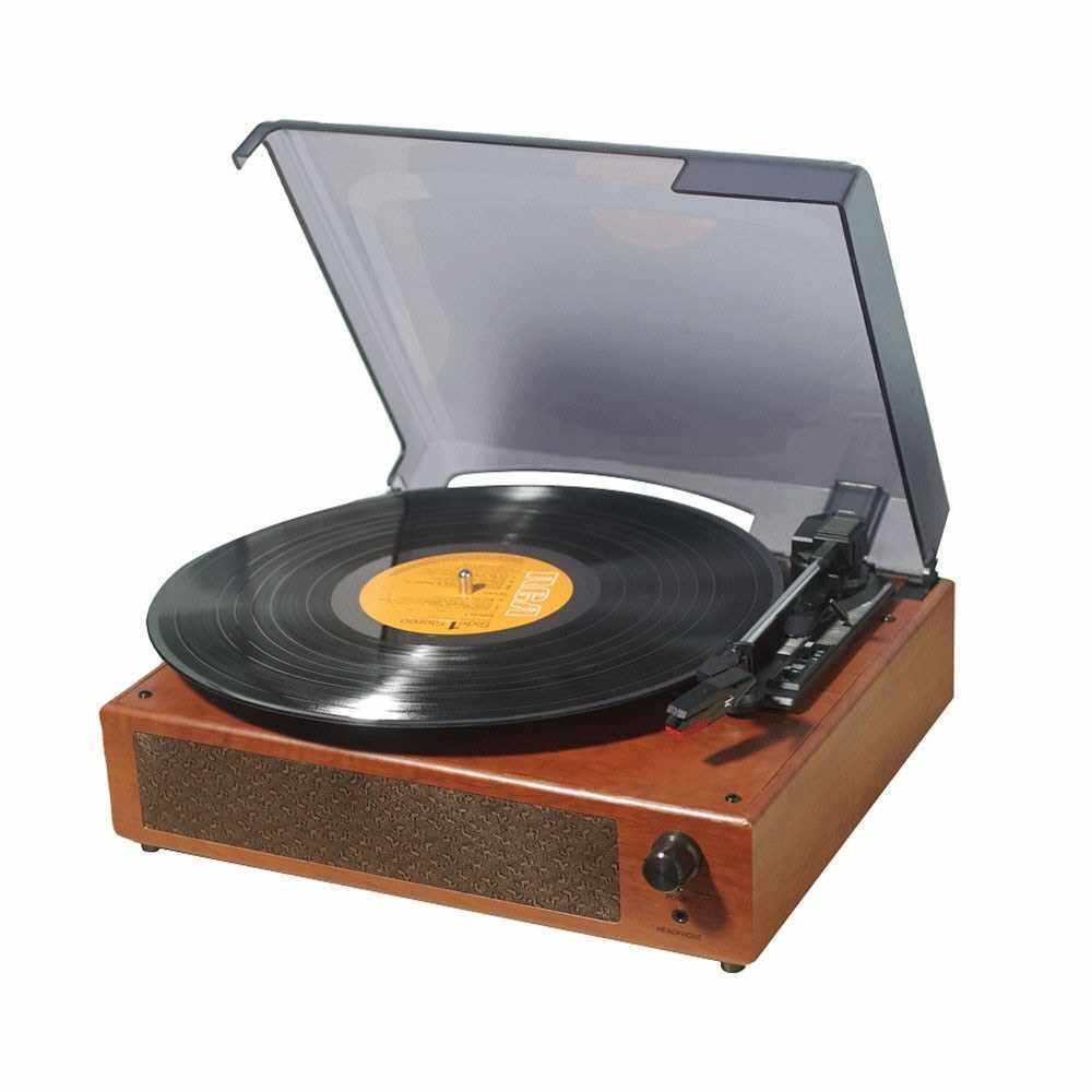 Portable Gramophone Vinyl Record Player Vintage Classic Turntable Phonograph with Built-in Stereo Speakers (Standard)