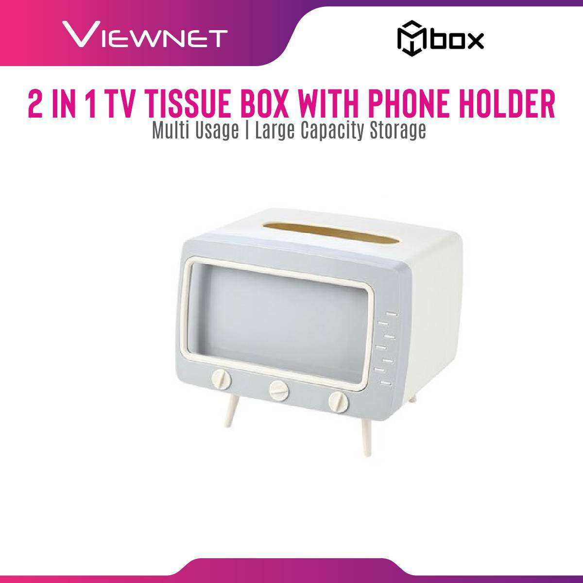 2 IN 1 TV Design Tissue Box Phone Holder Stand Living Room Home Desktop Storage Case (TVB-550)