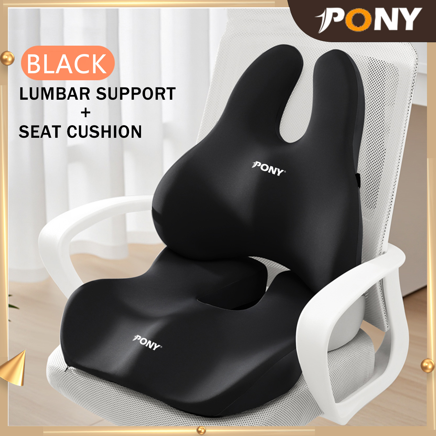 PONYHOME Rabbit ears Chair Cushion Memory Foam Seat Cushion Seat Cushion For Office Chair Lumbar Support Lumbar Pillow