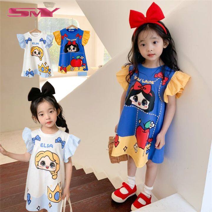SMY 1 ชิ้นน่ารักหิมะขาวบินแขนชุดเด็กหญิงชุดเด็กหญิงอ่อน 3-10Yrs ราคา 151 บาท*ส่งฟรี
