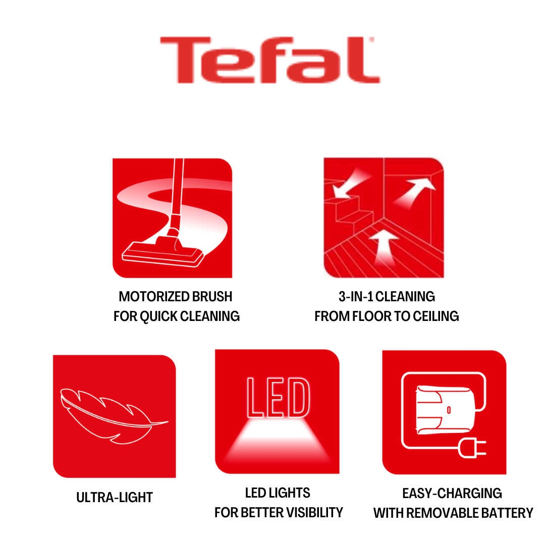 TEFAL X-TREM COMPACT HANDSTICK VACUUM - TY1238 (READY STOCK)-TEFAL WARRANTY MALAYSIA