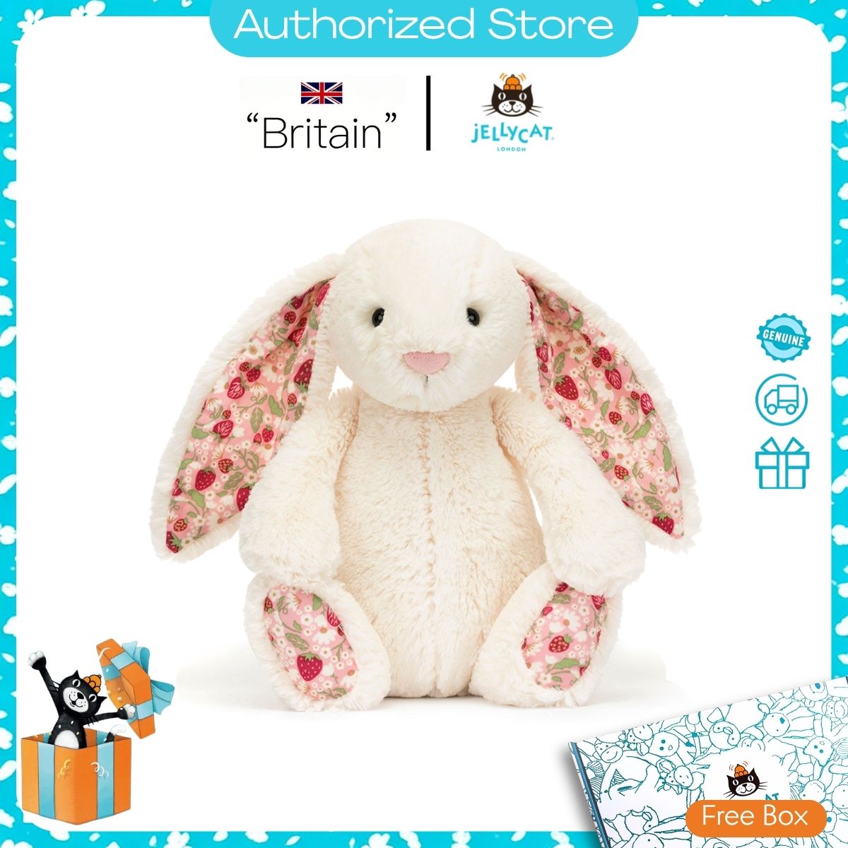 Jellycat Blossom Blush Bunny 100% Original Jellycat stuffed toy Soft and Fluffy SafeMaterial Shipped from Selangor