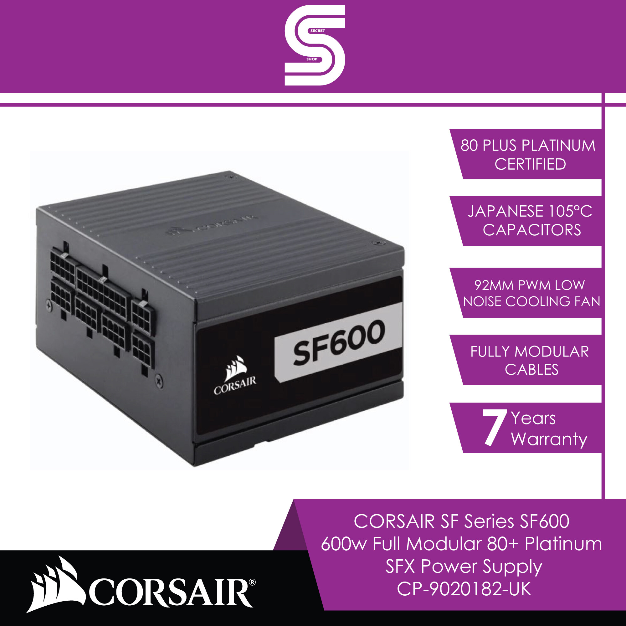 CORSAIR SF Series SF600 600w Full Modular 80+ Platinum SFX Power Supply - CP-9020182-UK