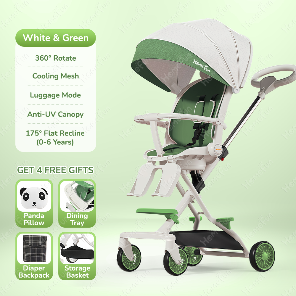 HOMEFUN Baby Stroller Rotates 360° Can Sit And Lie Down Convenient Folding High Landscape Travel Stroller