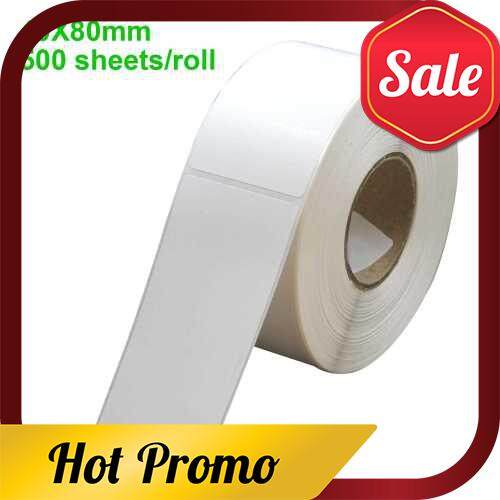 Thermal Printing Label Paper Barcode Price Size Address Blank Labels Waterproof Oil-Proof Alcohol Proof 40*80mm 500sheets/roll for Supermarket Store Warehouse Logistics Medical (White)