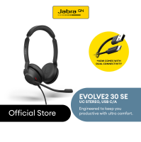 Jabra Evolve2 30 SE UC Stereo USB-C Wired Headset – Professional Headphones with Mic & Noise Isolation