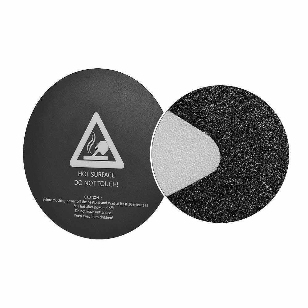 200 * 200mm Round Heated Bed Sticker Build Surface Cover Frosted Hot Bed Plate with Adhesive Back 3D Printer Parts Accessories (Balck)