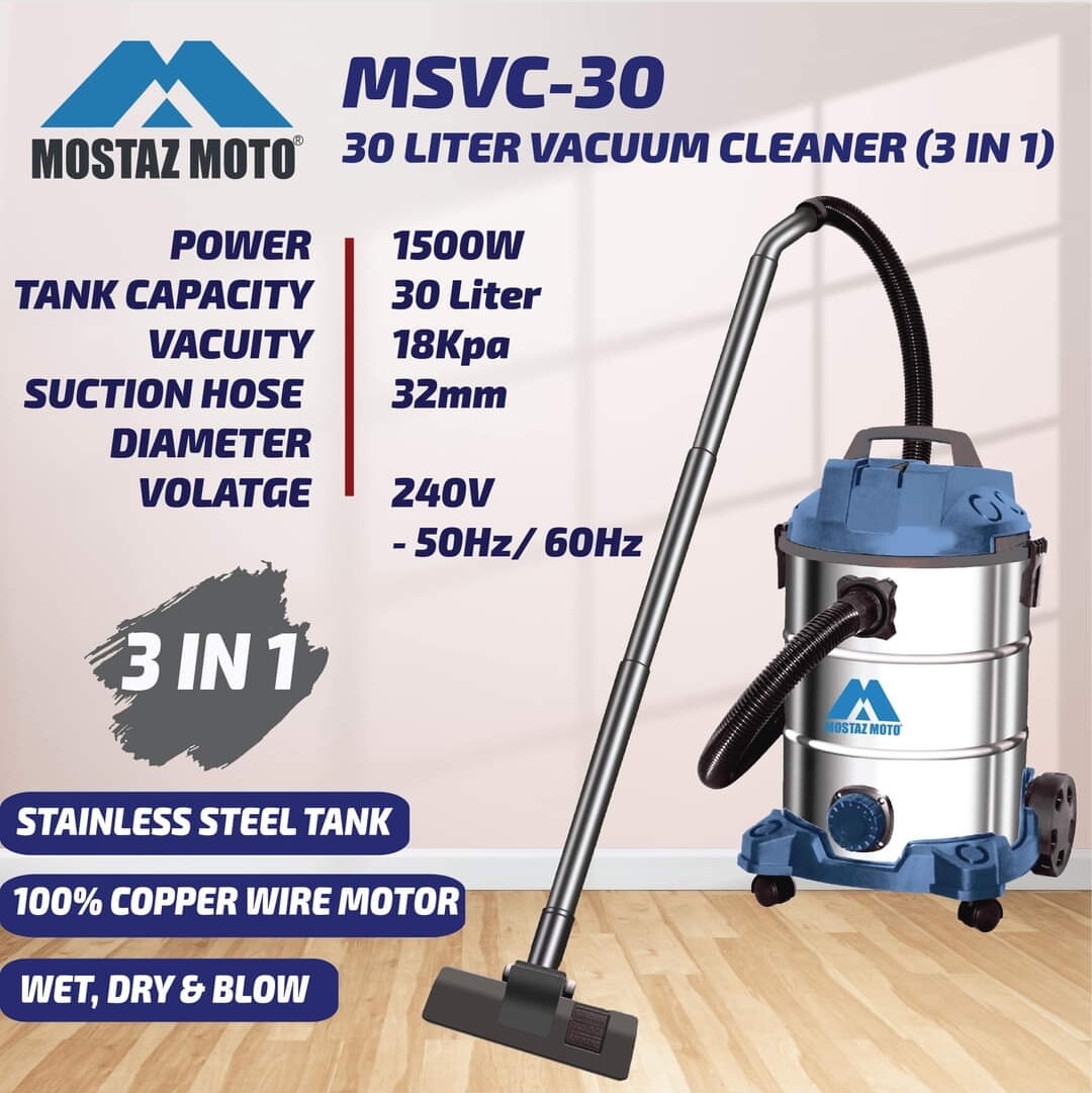 Mostaz Moto 15L & 30L (3IN1) Vacuum Cleaner | Wet & Dry Vacuum Cleaner | Vacuum + Blower | MSVC-15 & MSVC