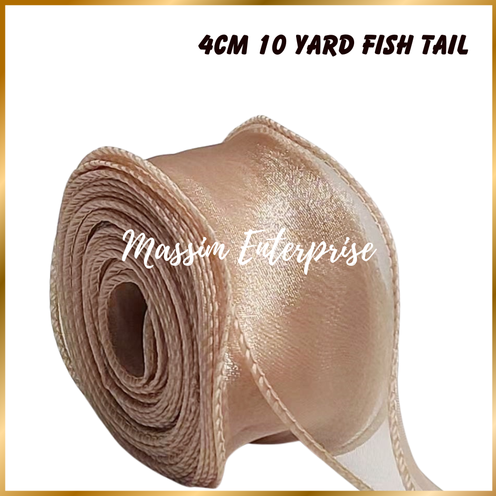 4cm 10 Yard Wave Lace Ribbons Fish Tail Ribbon Bungkusan Bunga Floral Party Gift Hadiah