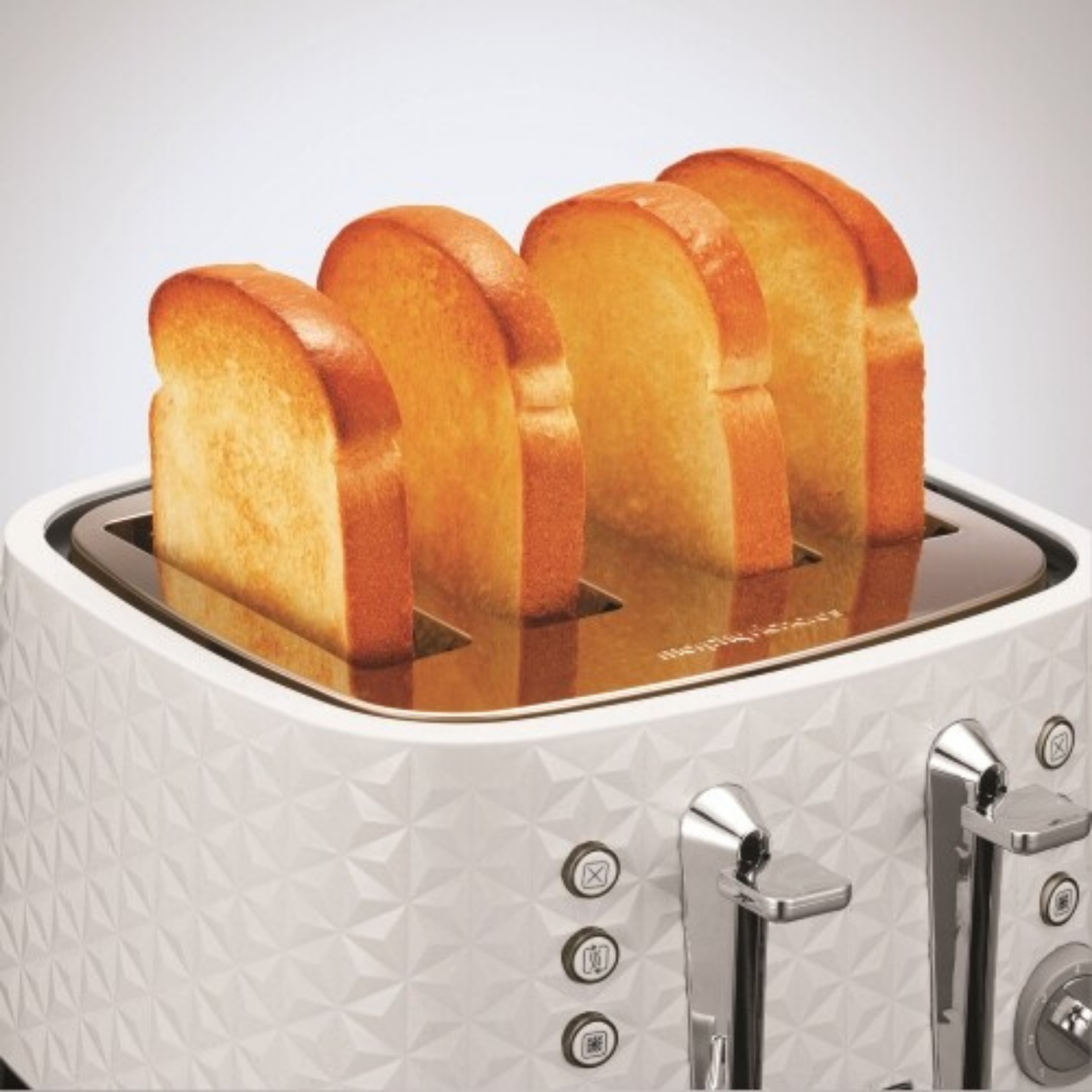 Morphy Richards Toaster 4 Slice Vector White - Variable Browning Control | Removable Crumb Trays | Cord Storage