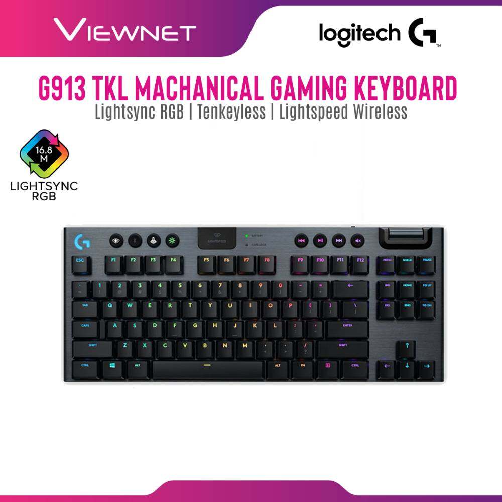 Logitech G913 Tenkeyless Wireless RGB Mechanical Gaming Keyboard (Tactile / Linear / Clicky) Lightspeed Wireless, Lightsync RGB