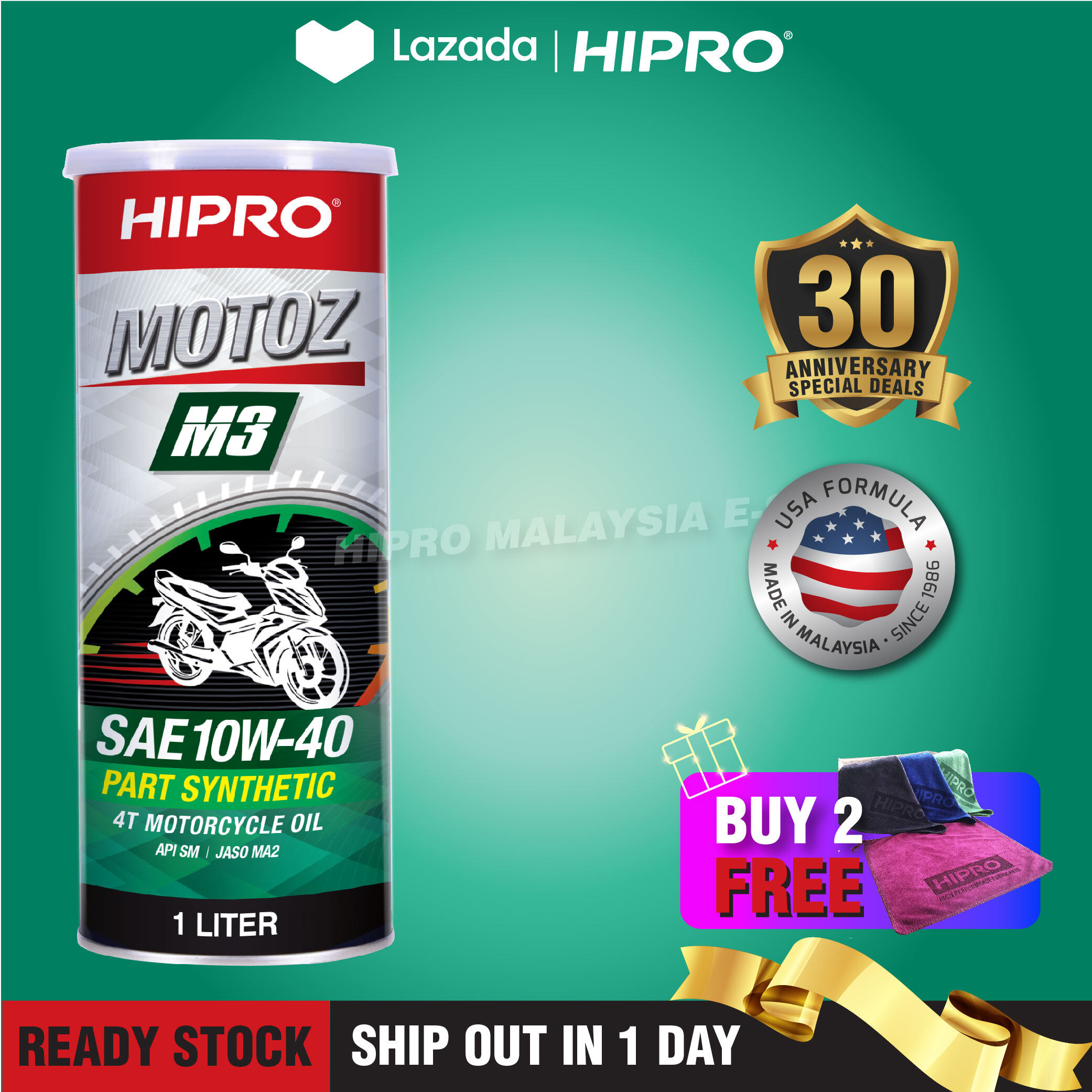 HIPRO Motoz M3 SAE 10W40 1L Part Synthetic 4T Motorcycle Engine Oil
