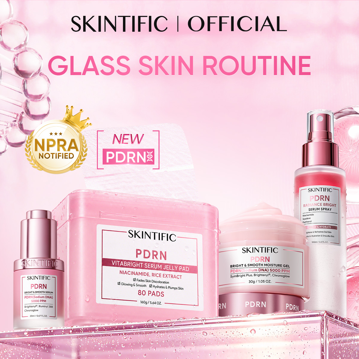 SKINTIFIC 4PCS Sunblock Set SPF 50+ PA++++-CleanserSerumCream&Sunscreen Skincare | Fades SpotsBrightensRepairsAcne