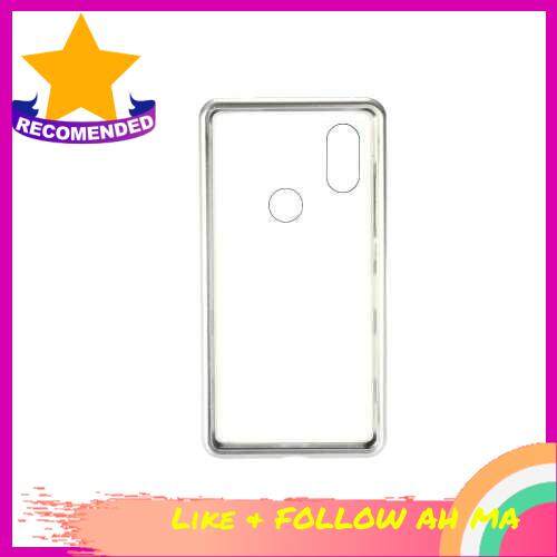 Best Selling Metal-rimmed Mobile Phone Case Hardened Glass Magnetic Adsorption Protection Smartphone Cover Bumper Luxury Aluminum Frame Cases for Xiaomi 8SE (Silver)