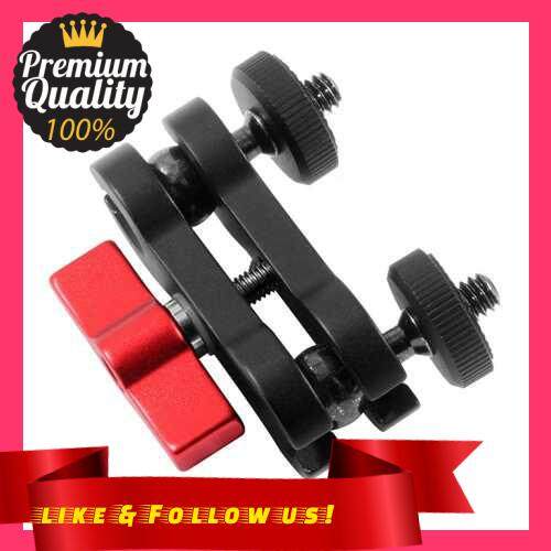 People\'s Choice Double Ballhead Mount 1/4 Inch Screw Magic Ball Head Arm 360 Degree Rotation Anodisation Aluminum Alloy for Phone Gimbal Monitor Photography Handle (Red)