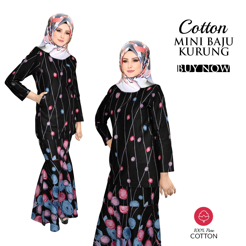 Price List KM Baju Kurung Modern with Beautiful Flower Pattern 100% Cotton (Ready Stock) Terbaik