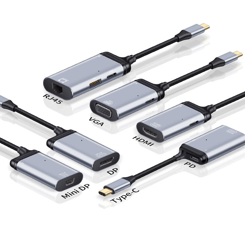 [LUNA electronic accessories] Upgrade USB C To K 60Hz Type HDMI-Compatible Cable Mini DP VAG RJ45 Adapter PD Fast Charging For MacBook Pro