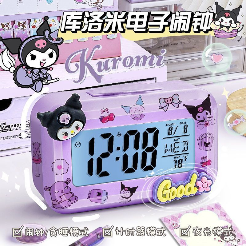 Sanrio Mini Luminous Alarm Clock Jam 三丽鸥迷你夜光闹钟时钟 Pemasa Comel Pelbagai Fungsi Cute Cartoon Reminder Timer