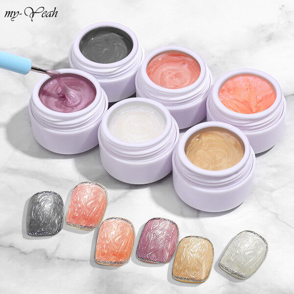 myyeah 5ml Shell Thread Gel Nail Art 6 màu Long lanh Ngọc trai Bán vĩnh viễn Nail Ngâm Tắt UV Gel Varnish Công cụ làm móng tự làm giá rẻ