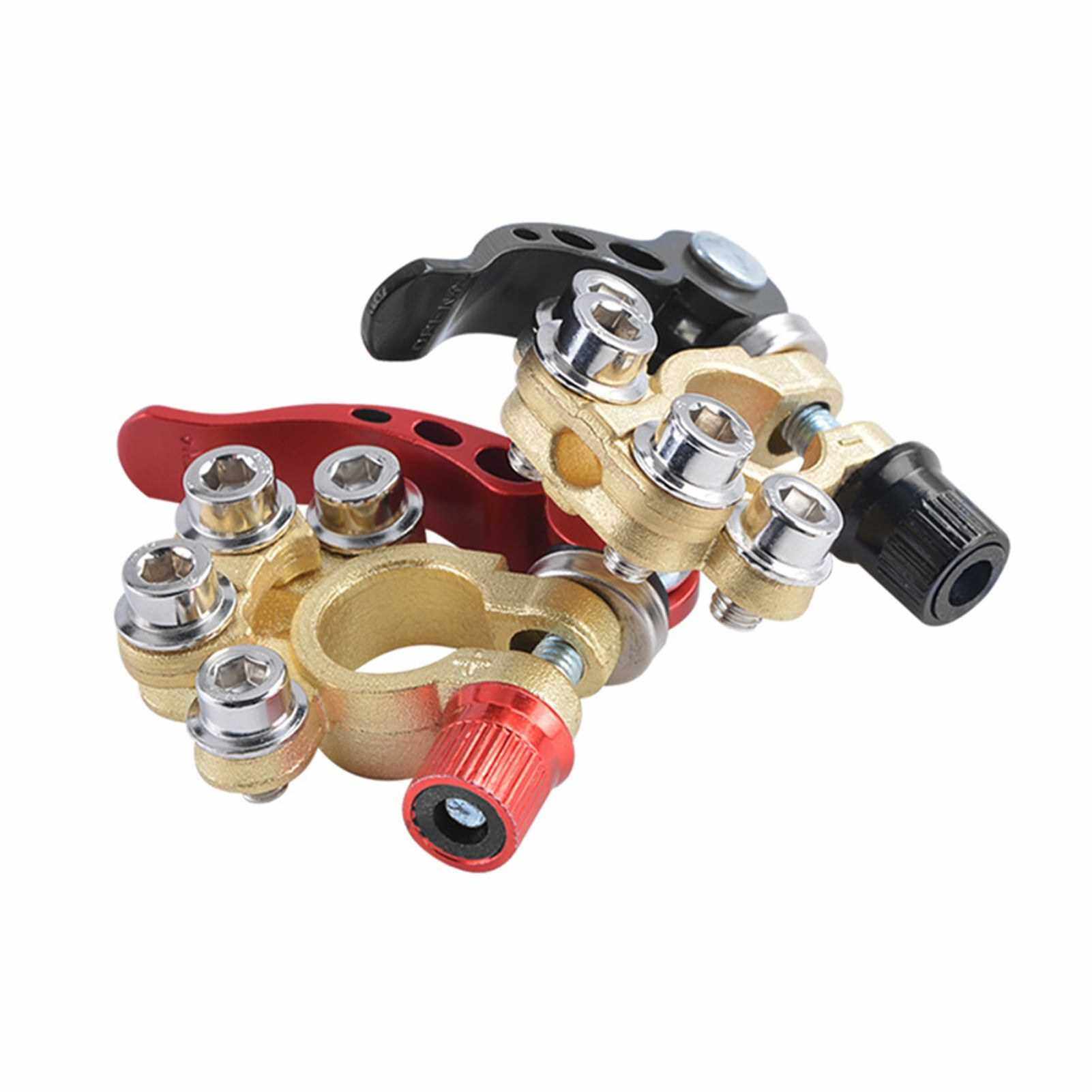 1 Pair Brass Material Automotive Car Top Post Battery Terminals Wire Cable Clamp Terminal Connectors Car Accessories (Standard)