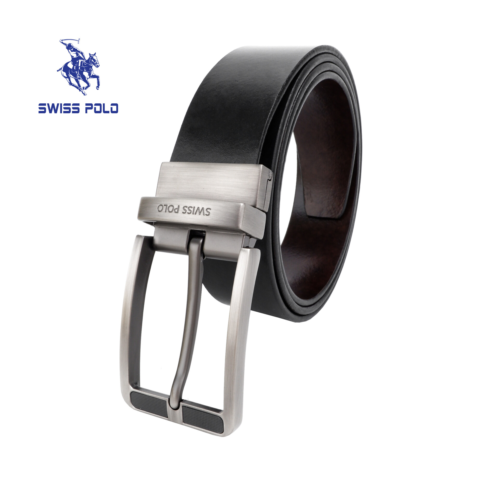 SWISS POLO Genuine Leather 35Mm Reversible Belt WAB 457-2 BLACK MIX