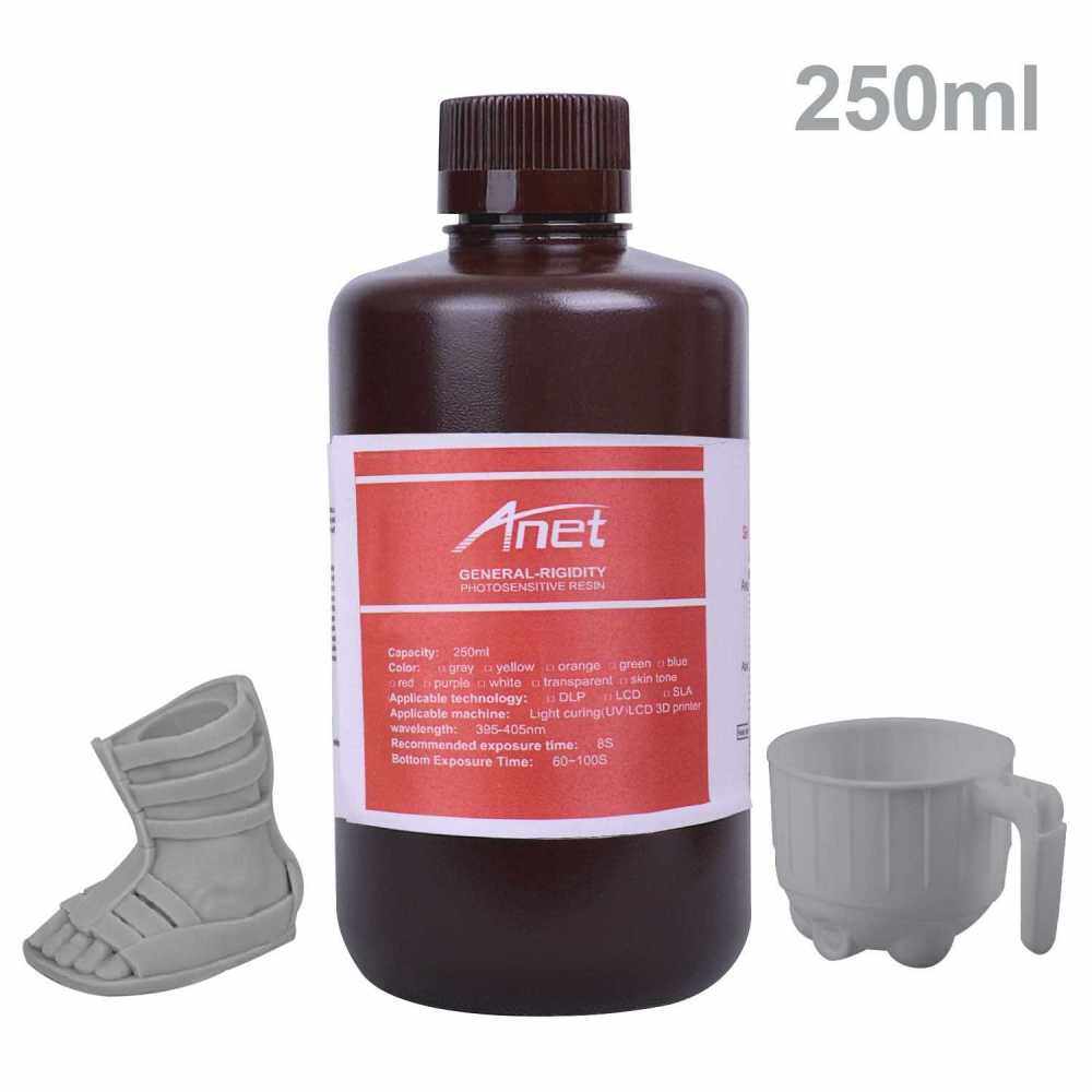 General-Purpose Rapid Resin 405nm Standard Photopolymer Curing Resin Low Odor Non-Toxic 250ml for DLP/LCD Light Curing 3D Printer (Grey)