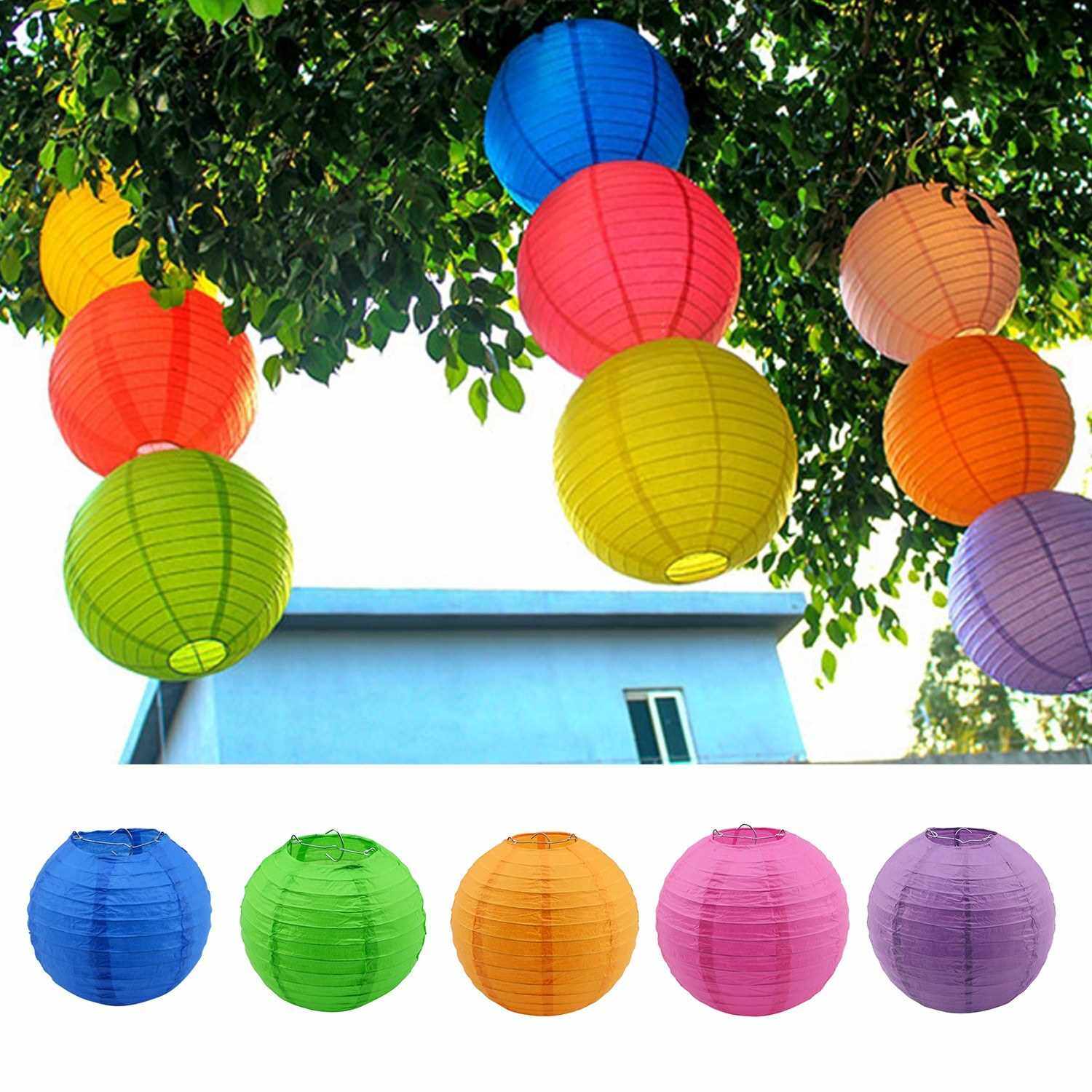 Paper Lanterns 8'' Outdoor Party Decorations Living Room Decor for Birthday Wedding(Orange) (Orange)
