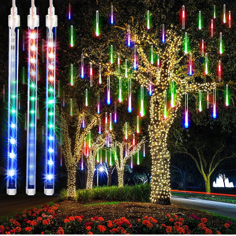 Waterproof 3.5M LED Meteor Shower Rain Lights Falling Raindrop Fairy String Light For Outdoor Indoor Halloween Christmas Holiday Home Garden Party
