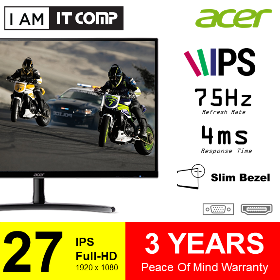 ACER 27 Inch ED272 A / ED 272 Full HD 75Hz IPS Slim Monitor ( ED272 ) - UM.HE2SM.A01