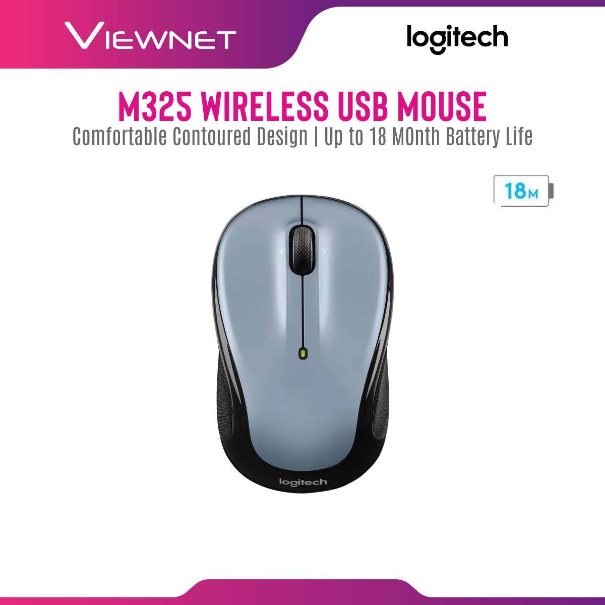 Logitech M325 Wireless Mouse (Light Silver / Grey)