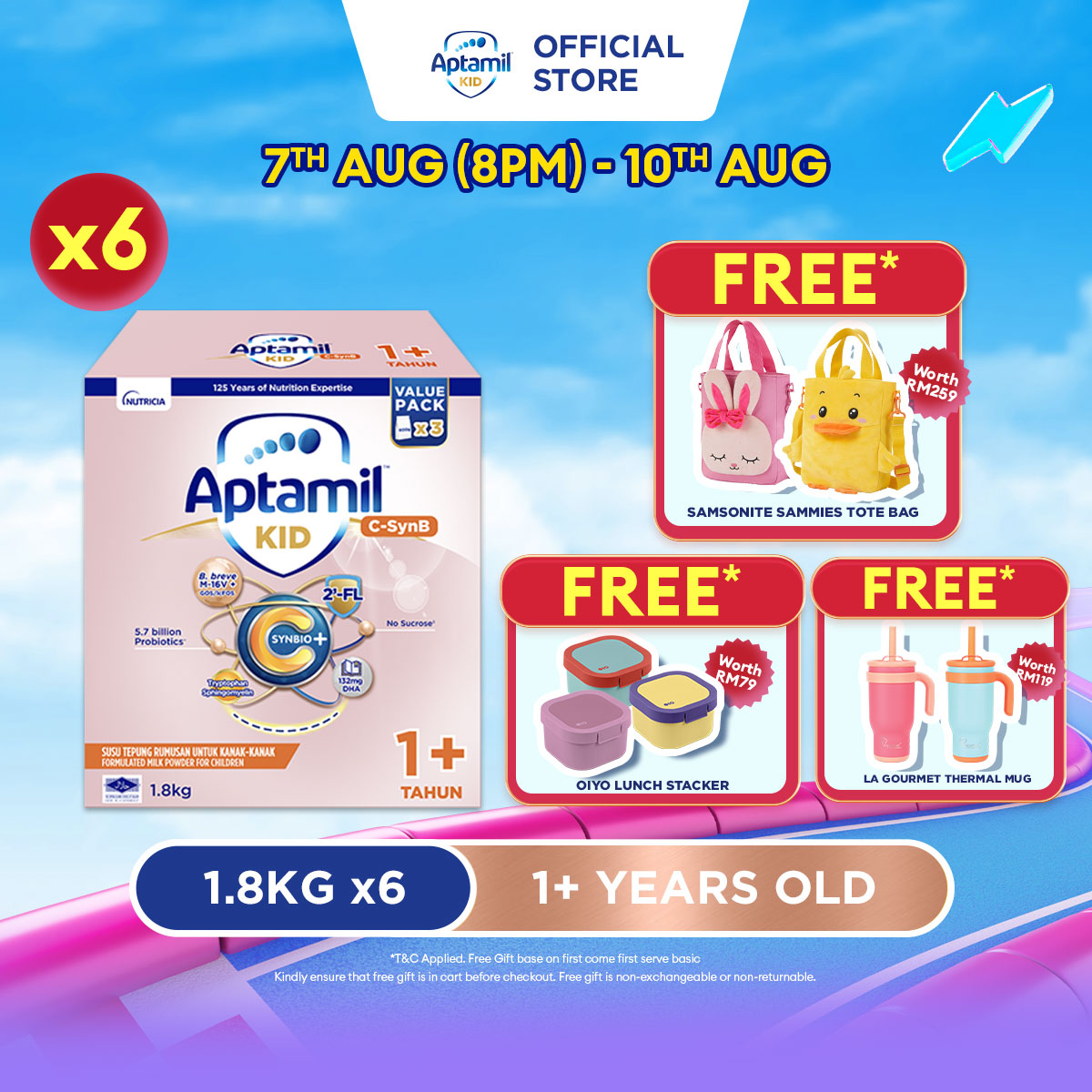 [LAZADA EXCLUSIVE] Aptamil KID C-SynB Growing Up Formula - 1+ Years 10.8KG (Susu Milk Powder 奶粉)