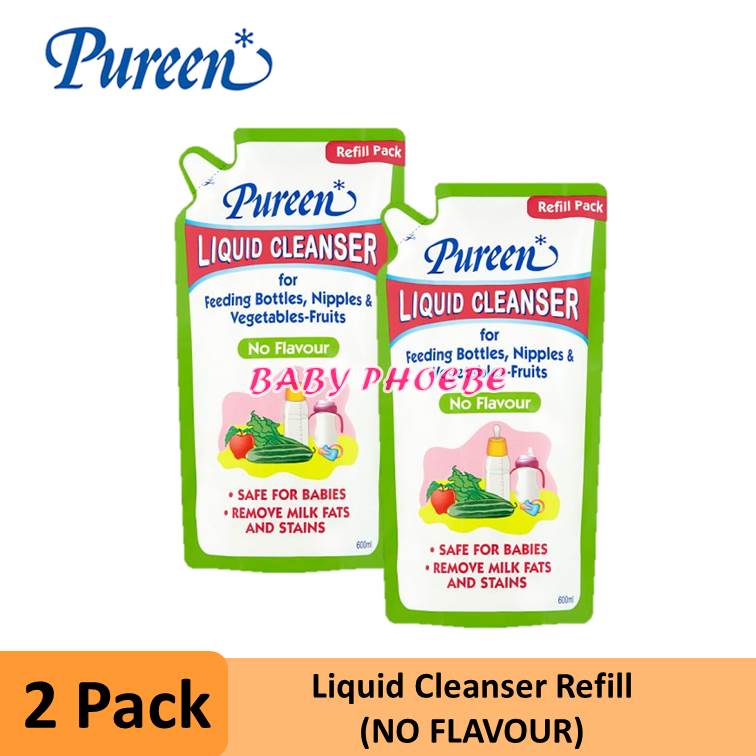 Pureen Liquid Cleanser Refill 600ml/ Bottle 750ml / Travel 250ml Sabun Cuci Botol Puting No Flavour/Mint/Orange