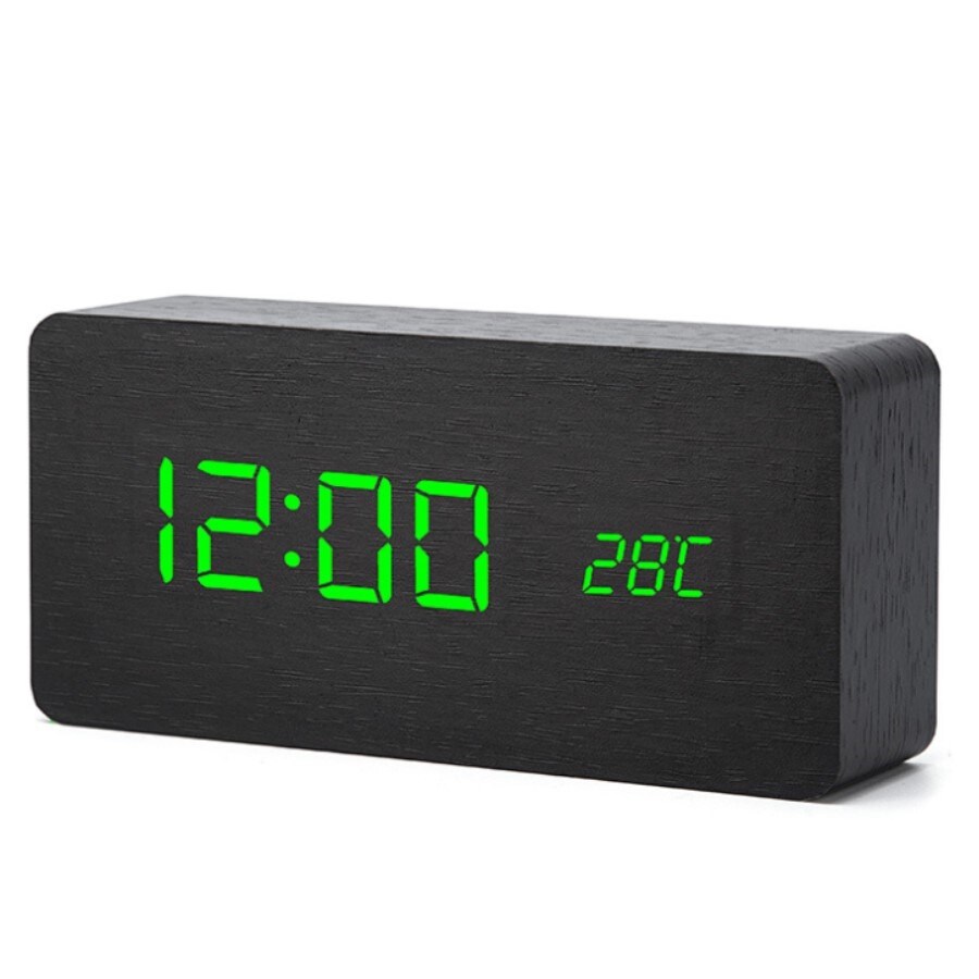 [HOT] Desktop Wood Living Room Electronic Multifunction LED Display Desk Alarm Clock