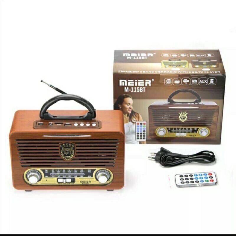 [ Big Sale ] MEIER 115BT Retro FM.AM.SW 3 Band Redio Bluetooth Speaker Supported USB,TF,Card,Bluetooth Function Music Player