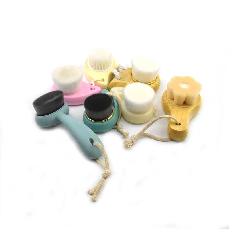 Blue Portable Facial Fiber Cleanser Exfoliate Cleansing Soft Face Brush Plastic Handle Comma Shape Deep Cleansing Pore Beauty Makeup Tool_voghion.com