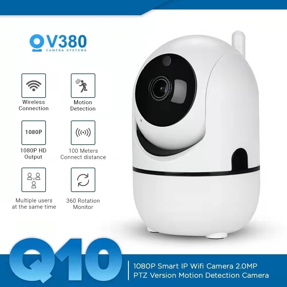 V380 Q10 - Camera Giám Sát Trong Nhà 1080P, Hỗ Trợ Wifi, Thẻ Nhớ 128GB, Màu Trắng