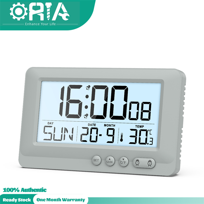 ORIA LCD Digital Alarm Clock W/ Backlight 12/24H Format Snooze Function Desk Clock Temperature Week Date Time Display