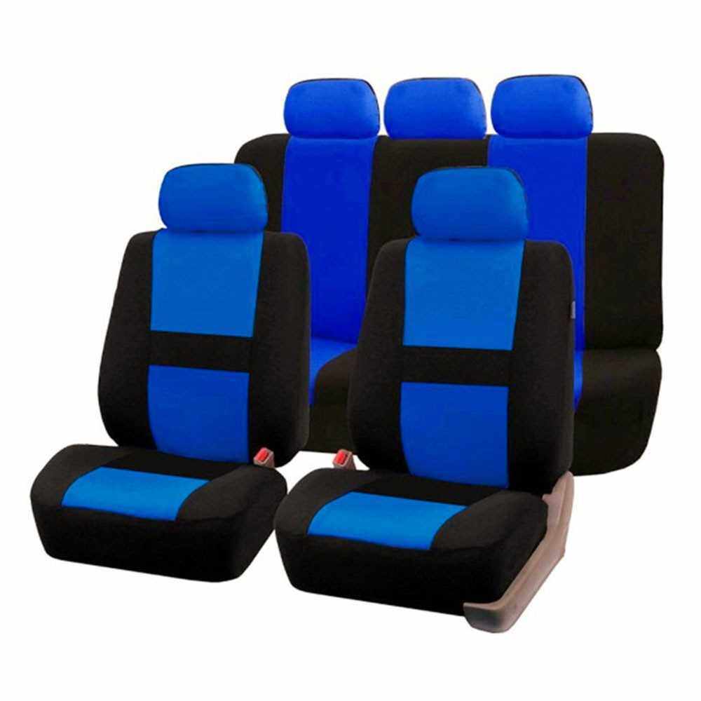 9 Pcs Car Seat Cover Vehicle Protective Cushion Four Seasons Universal Full Surround Headrest Auto Interior Decoration for Most Car Truck Suv Van One Color Two Type (Blue)