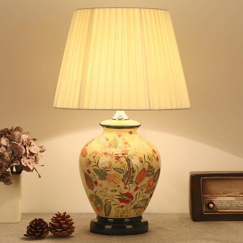 Chinese Style Ceramic Bedroom Bedside Lamp Classical Table Lamp European Style Simple Modern Warm Romantic Decoration